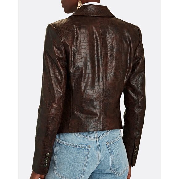 💕VERONICA BEARD💕 Cooke Vegan-Leather Dickey Jacket ~ Chicory Brown 2 NWT - Picture 10 of 16